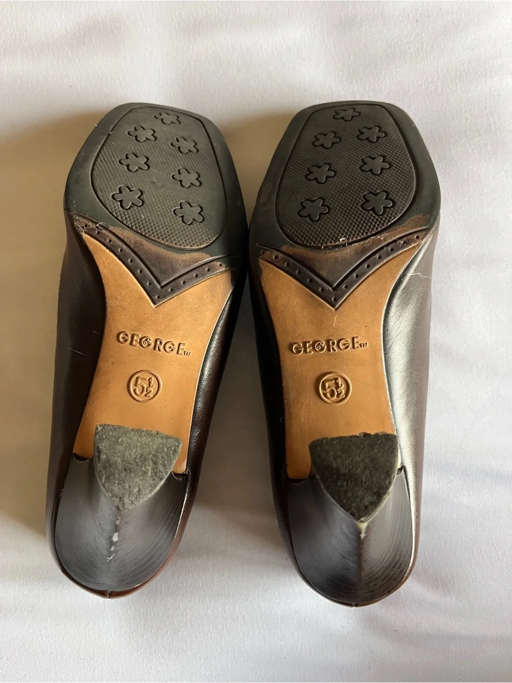 George Brown Heeled Loafers Size 5.5 Synthetic Leather Shoes